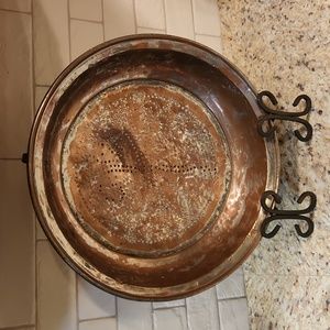 Large Antique Copper and Tin Sieve